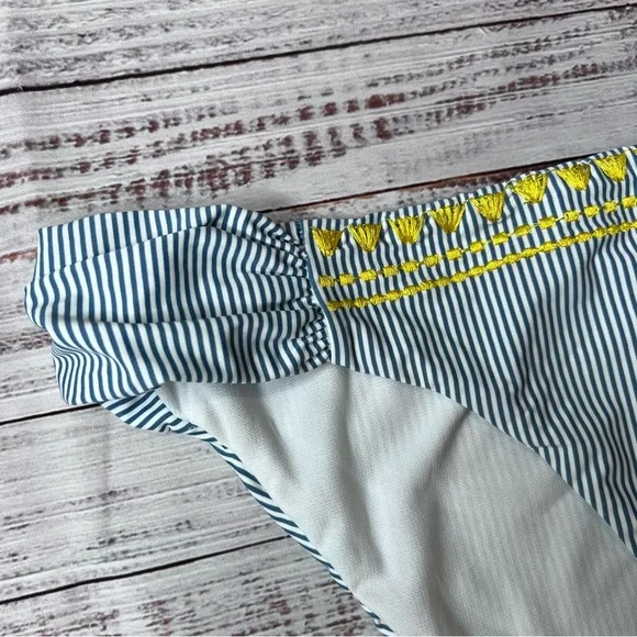 Lucky Brand Striped Bikini Swim Bottom Blue White - Picture 2 of 4